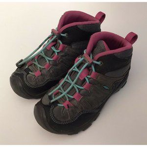 Keen Waterproof Athletic Hiking Boots Shoes Youth Size 11 Gray Pink Girls